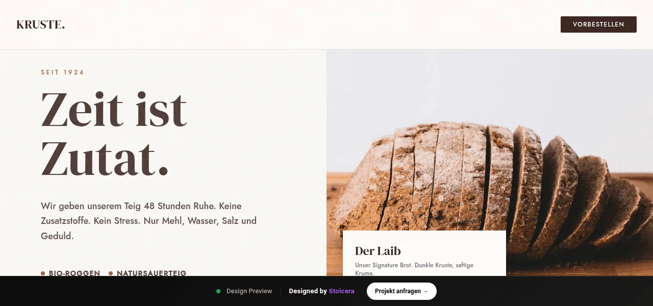 Bakery — Entwurf
