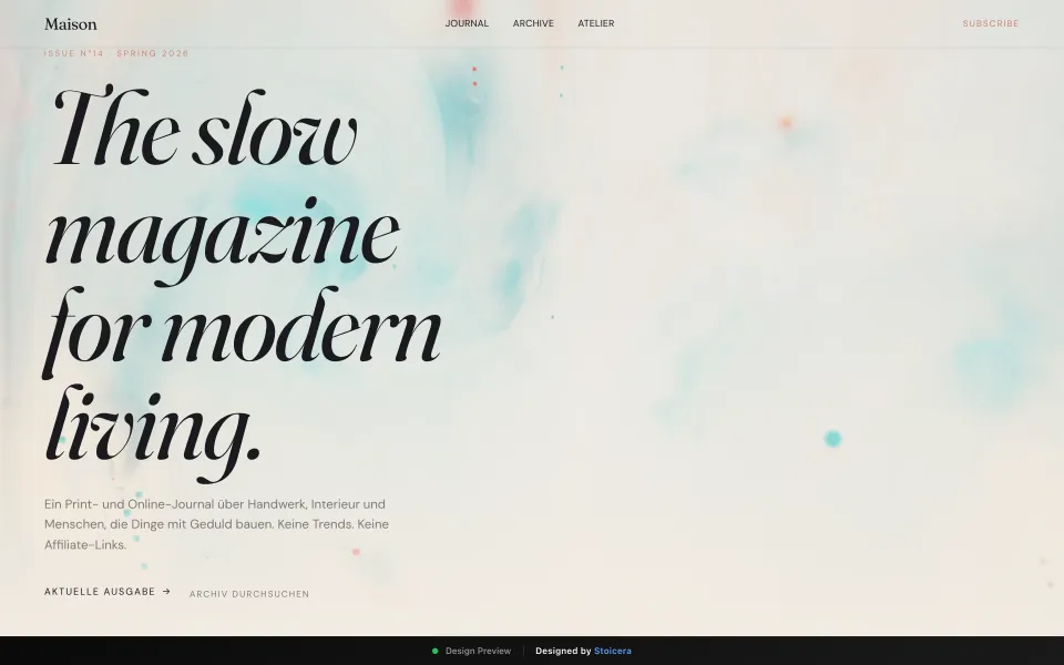 Maison Editorial — Entwurf