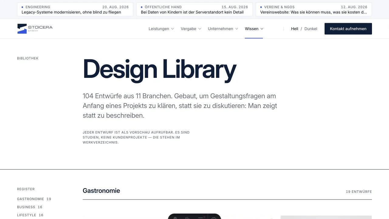 Design Library — vollständige Ansicht