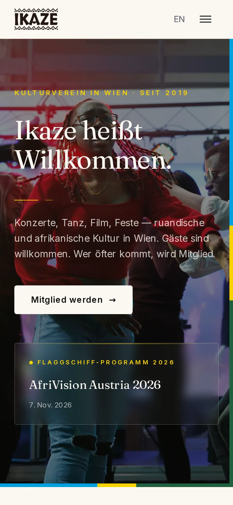 Die Startseite am Handy — die Paketkarten sind für den Mobilumbruch eigens gebaut