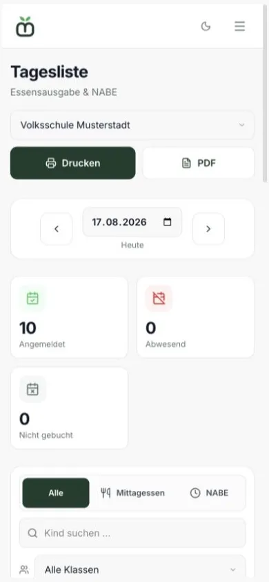 Mobile Ausgabeansicht für den täglichen Betrieb
